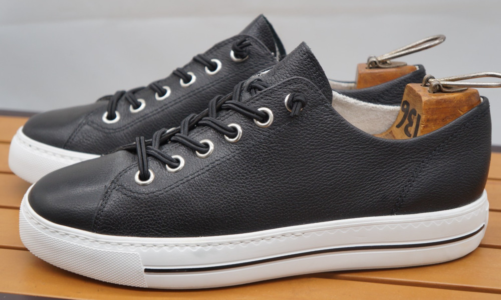 Paul Green Hadley Low Top Sneaker Black Leather Women US 9.5